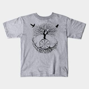 Sacred Yggdrasil Tree and Ravens of Odin Viking Rune Kids T-Shirt